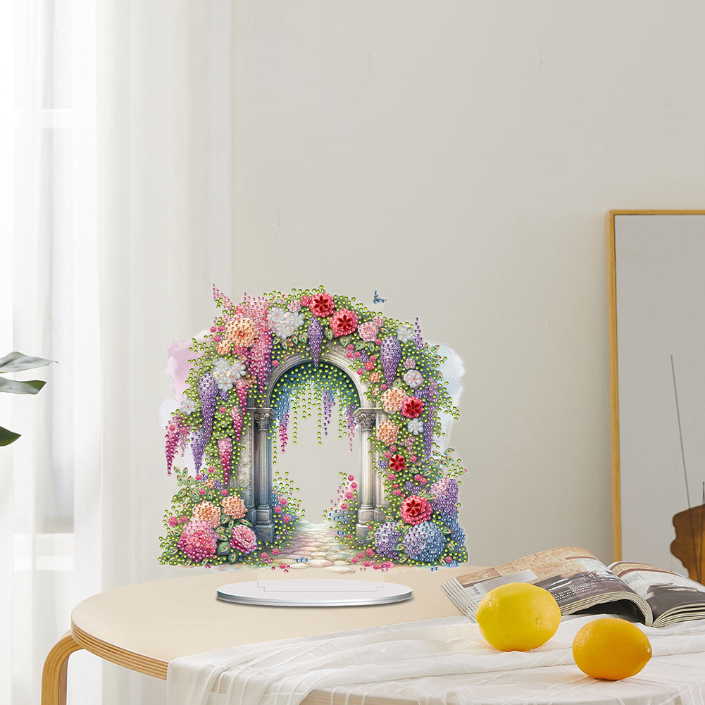 Acrylic Special Shaped Flower Arch Diamond Painting Desktop Decorations for Home