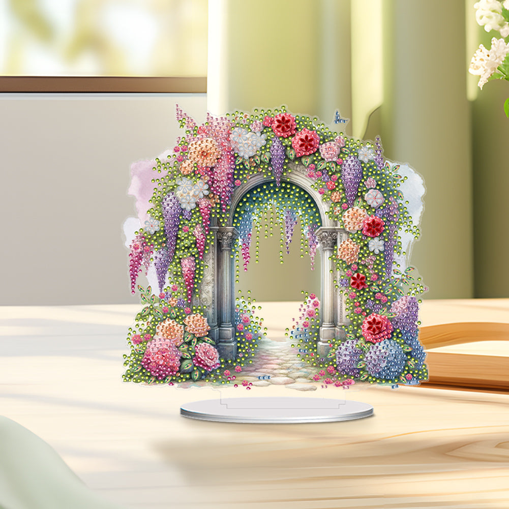 Acrylic Special Shaped Flower Arch Diamond Painting Desktop Decorations for Home