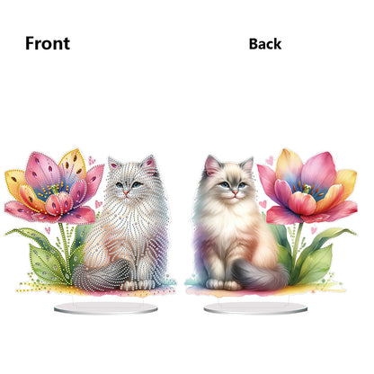 Acrylic Special Shaped Flower Cat Diamond Painting Desktop Decorations for Home