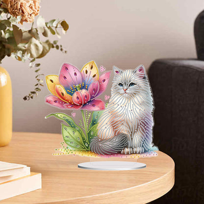 Acrylic Special Shaped Flower Cat Diamond Painting Desktop Decorations for Home