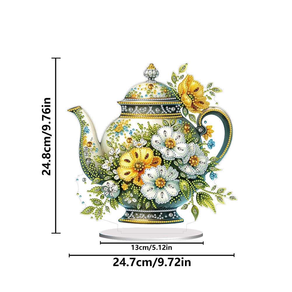 Acrylic Special Shaped Flower Teapot DIY Diamond Painting Desktop Decor for Home