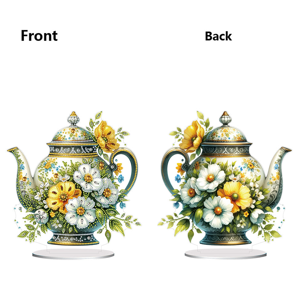 Acrylic Special Shaped Flower Teapot DIY Diamond Painting Desktop Decor for Home