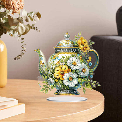 Acrylic Special Shaped Flower Teapot DIY Diamond Painting Desktop Decor for Home