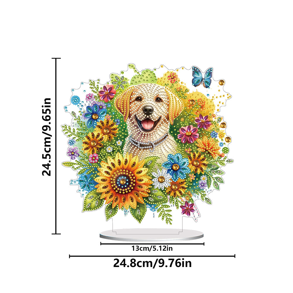 Acrylic Special Shaped Sunflower Puppy DIY Diamond Painting Desktop Decorations