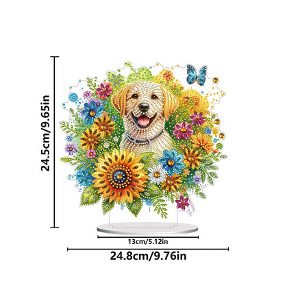 Acrylic Special Shaped Sunflower Puppy DIY Diamond Painting Desktop Decorations