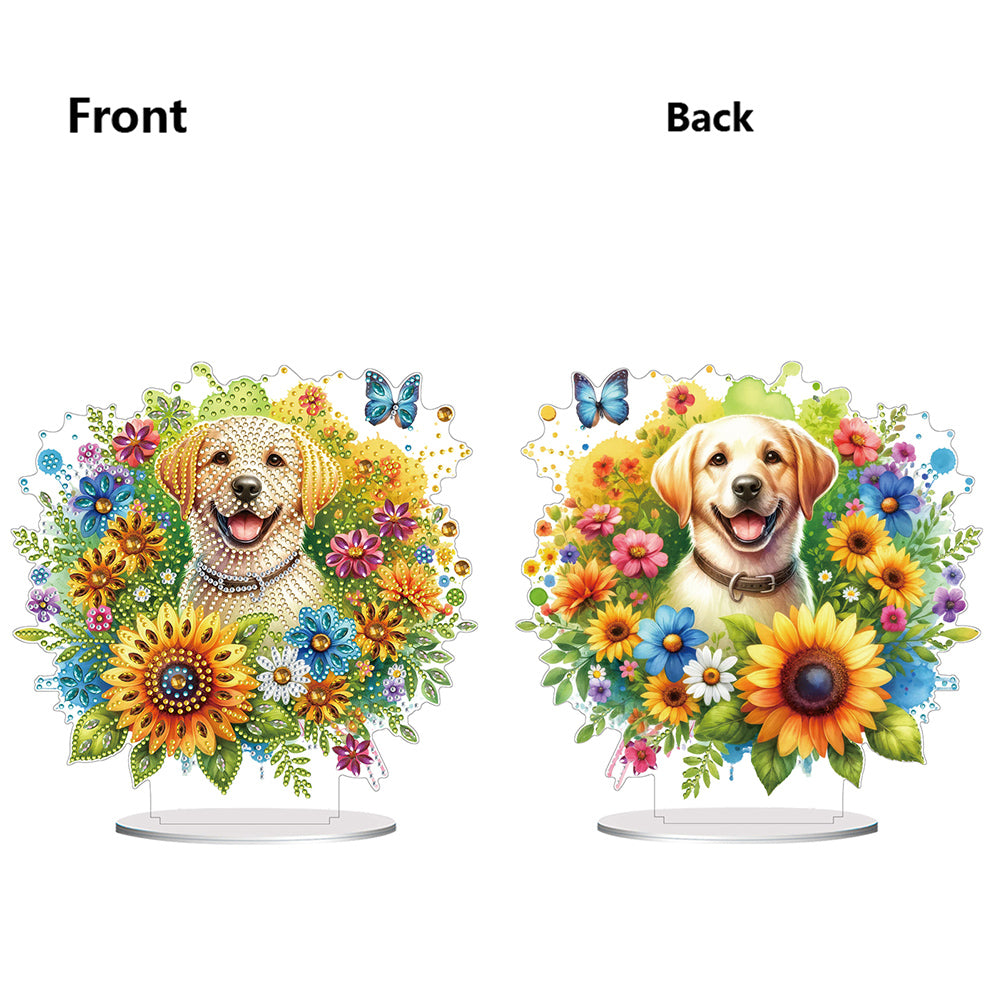 Acrylic Special Shaped Sunflower Puppy DIY Diamond Painting Desktop Decorations