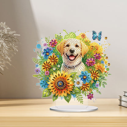 Acrylic Special Shaped Sunflower Puppy DIY Diamond Painting Desktop Decorations