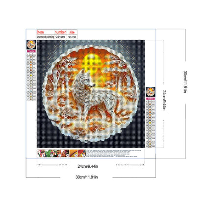 Sunset Wolf - Full Round Drill Diamond Painting 30*30CM