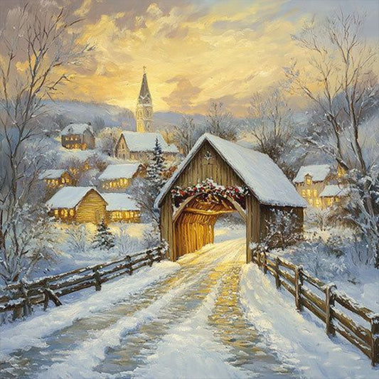 Snow Village - Full Round Drill Diamond Painting 30*30CM