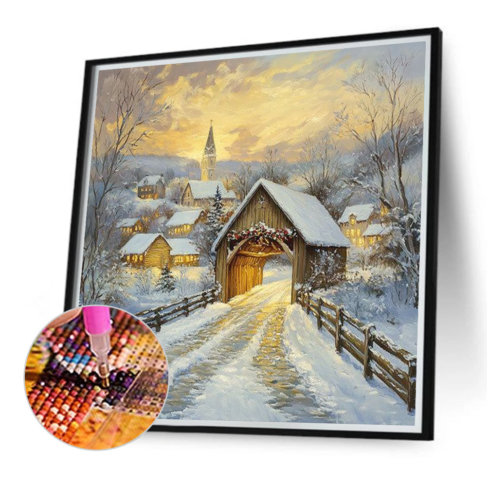 Snow Village - Full Round Drill Diamond Painting 30*30CM