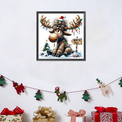 Christmas Elk - Full Round Drill Diamond Painting 30*30CM