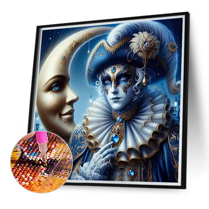 Mask Crescent Moon - Full Round Drill Diamond Painting 40*40CM