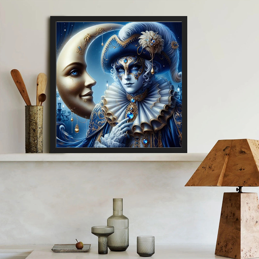 Mask Crescent Moon - Full Round Drill Diamond Painting 40*40CM