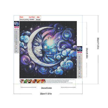 Abstract Crescent Moon - Full Round Drill Diamond Painting 30*30CM