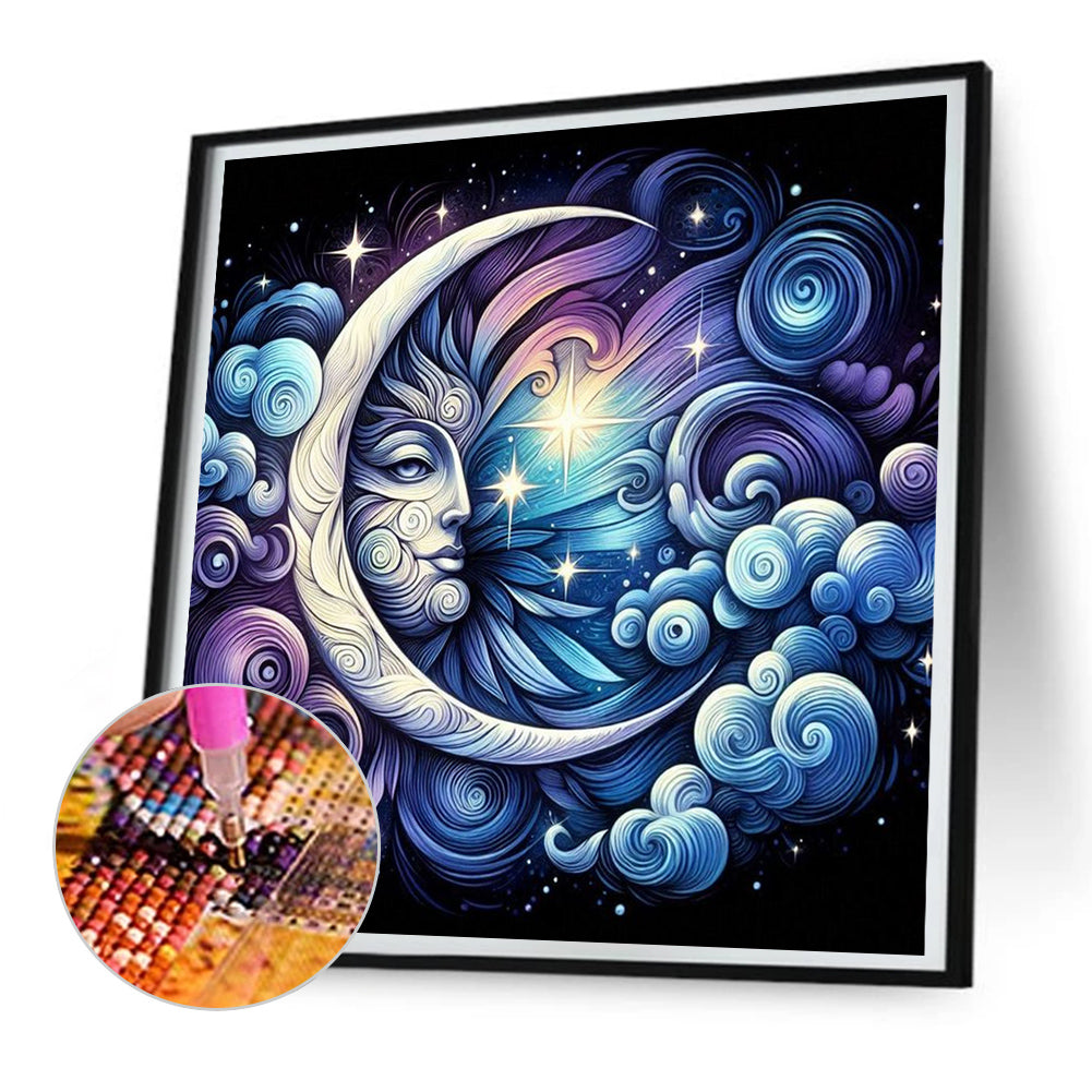 Abstract Crescent Moon - Full Round Drill Diamond Painting 30*30CM