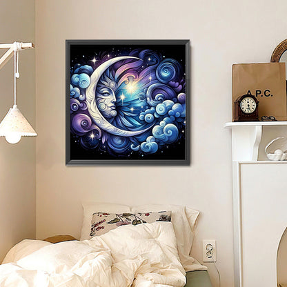 Abstract Crescent Moon - Full Round Drill Diamond Painting 30*30CM