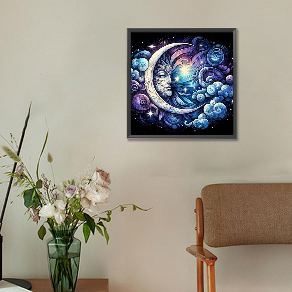 Abstract Crescent Moon - Full Round Drill Diamond Painting 30*30CM