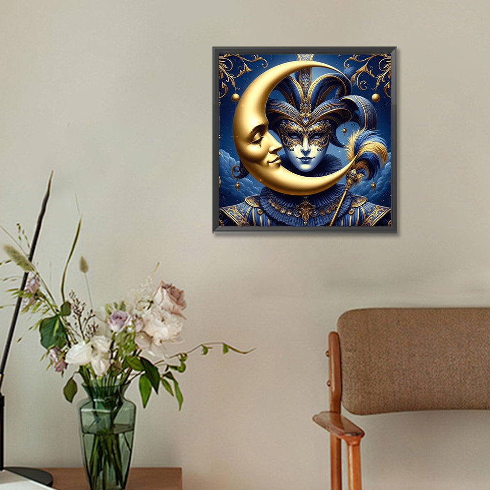 Abstract Crescent Moon - Full Round Drill Diamond Painting 30*30CM