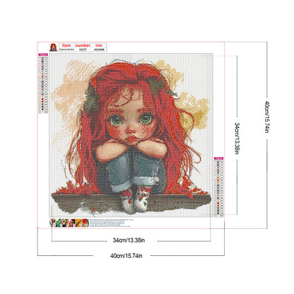 Cute Big Eyes Girl - Full Round Drill Diamond Painting 40*40CM