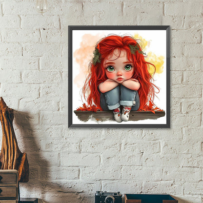 Cute Big Eyes Girl - Full Round Drill Diamond Painting 40*40CM