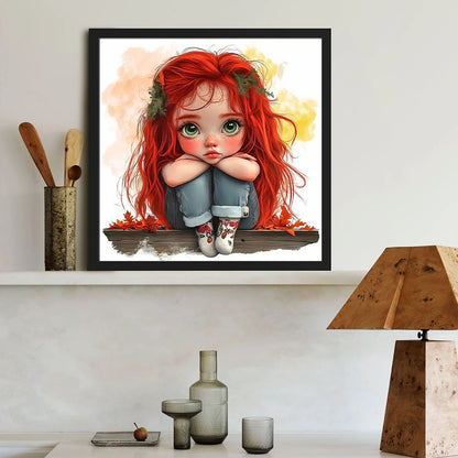 Cute Big Eyes Girl - Full Round Drill Diamond Painting 40*40CM