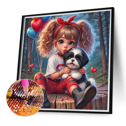 Cute Big Eyes Girl - Full Round Drill Diamond Painting 40*40CM