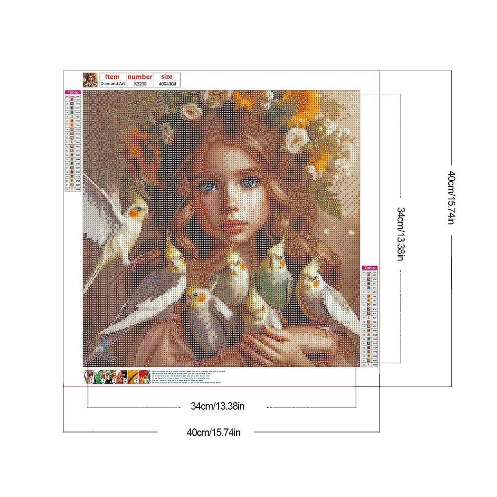 Cute Big Eyes Girl - Full Round Drill Diamond Painting 40*40CM