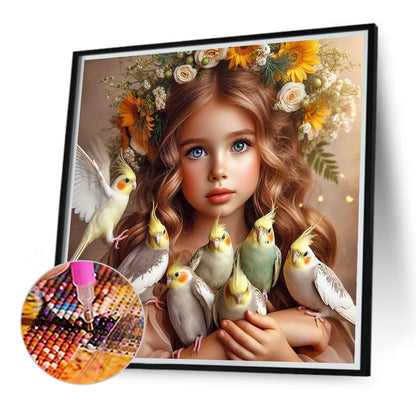 Cute Big Eyes Girl - Full Round Drill Diamond Painting 40*40CM