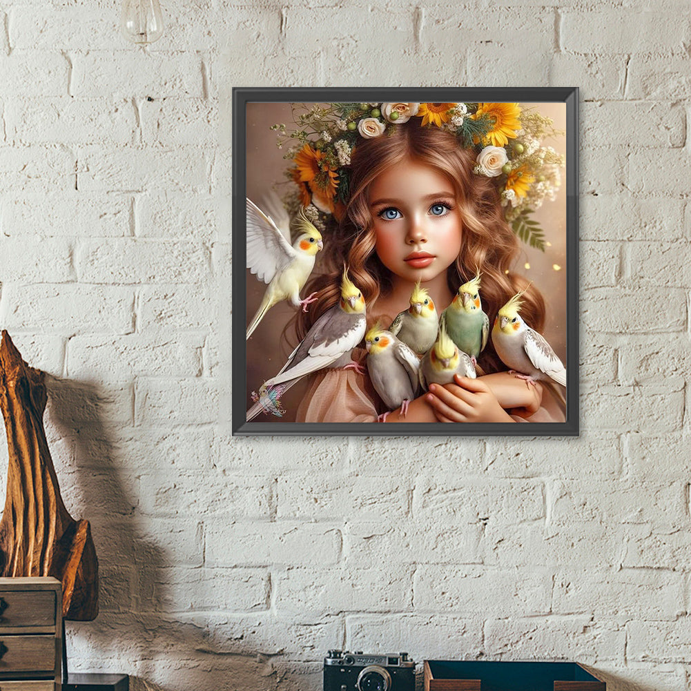 Cute Big Eyes Girl - Full Round Drill Diamond Painting 40*40CM