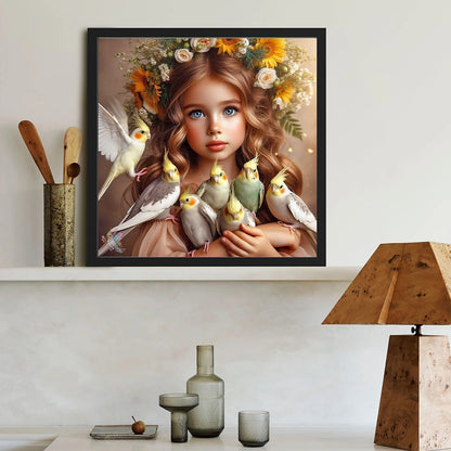 Cute Big Eyes Girl - Full Round Drill Diamond Painting 40*40CM