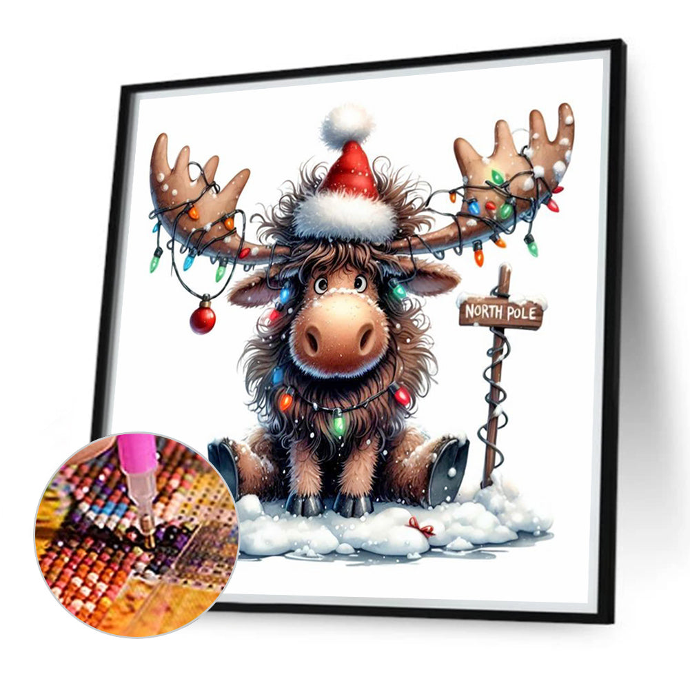 Christmas Deer - Full Round Drill Diamond Painting 30*30CM