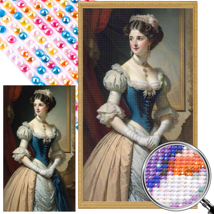 Retro Girl Portrait - Full AB Round Drill Diamond Painting 40*70CM