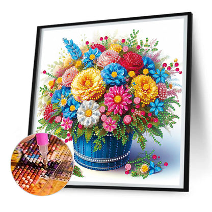 Colorful Flowers In The Basket - Partial Special-Shaped Drill Diamond Painting 30*30CM