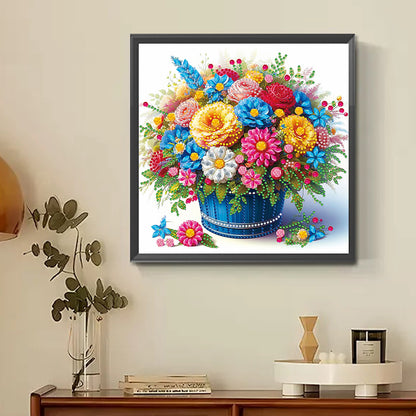 Colorful Flowers In The Basket - Partial Special-Shaped Drill Diamond Painting 30*30CM