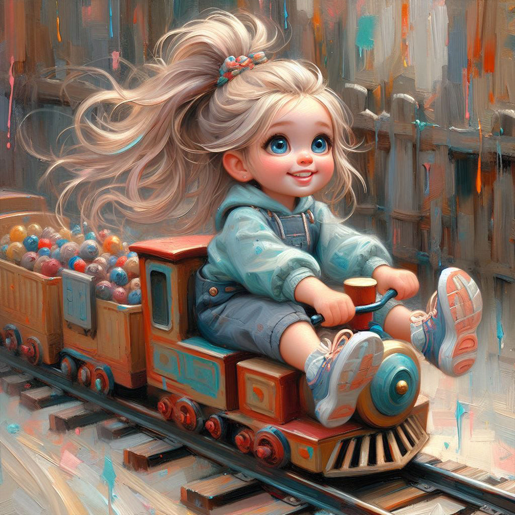 Cute Girl With Big Eyes - Full Round Drill Diamond Painting 40*40CM