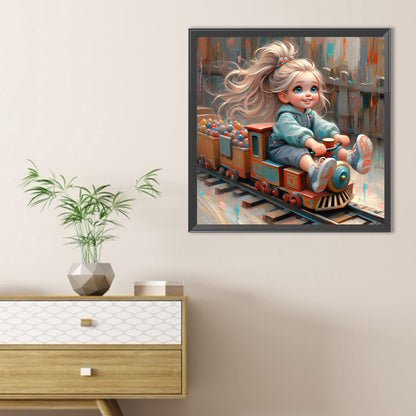 Cute Girl With Big Eyes - Full Round Drill Diamond Painting 40*40CM