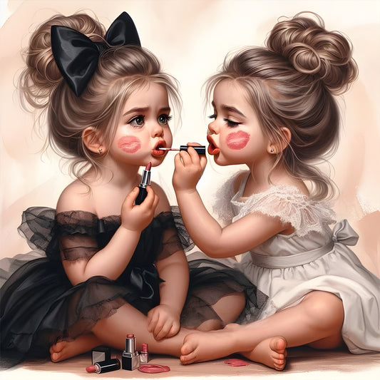 Cute Girl With Big Eyes - Full Round Drill Diamond Painting 40*40CM