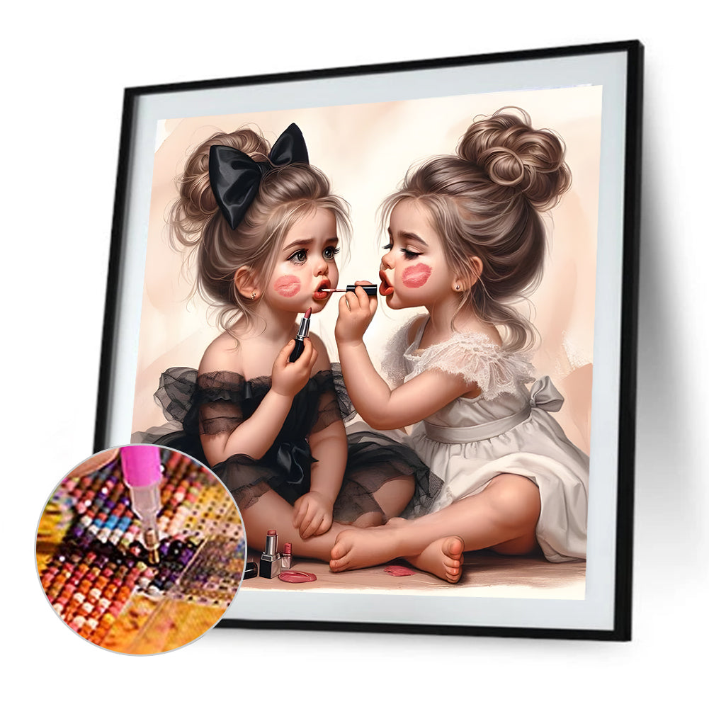 Cute Girl With Big Eyes - Full Round Drill Diamond Painting 40*40CM