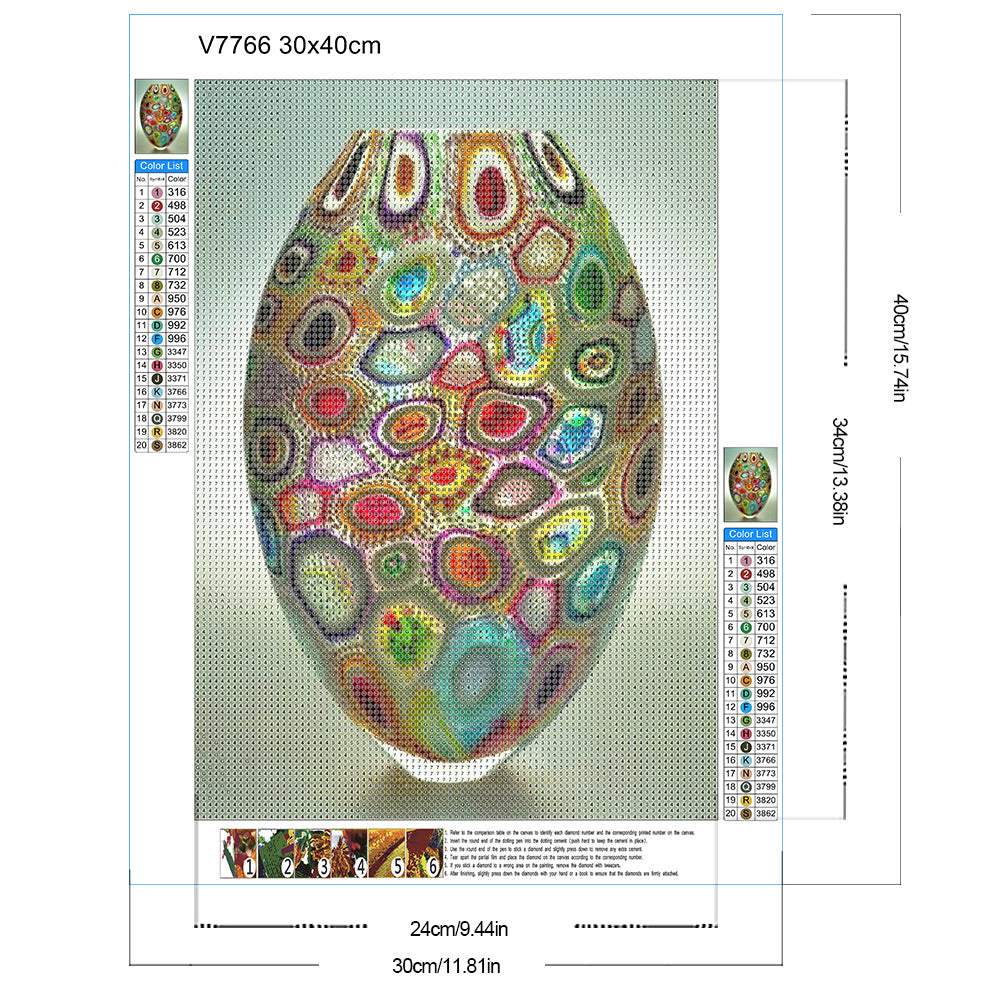 Polka Dot Vase - Full Round Drill Diamond Painting 30*40CM
