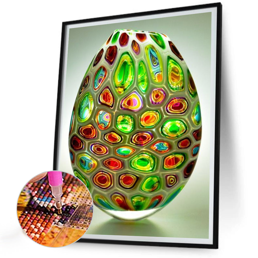 Green Spotted Vase - Full Round Drill Diamond Painting 30*40CM