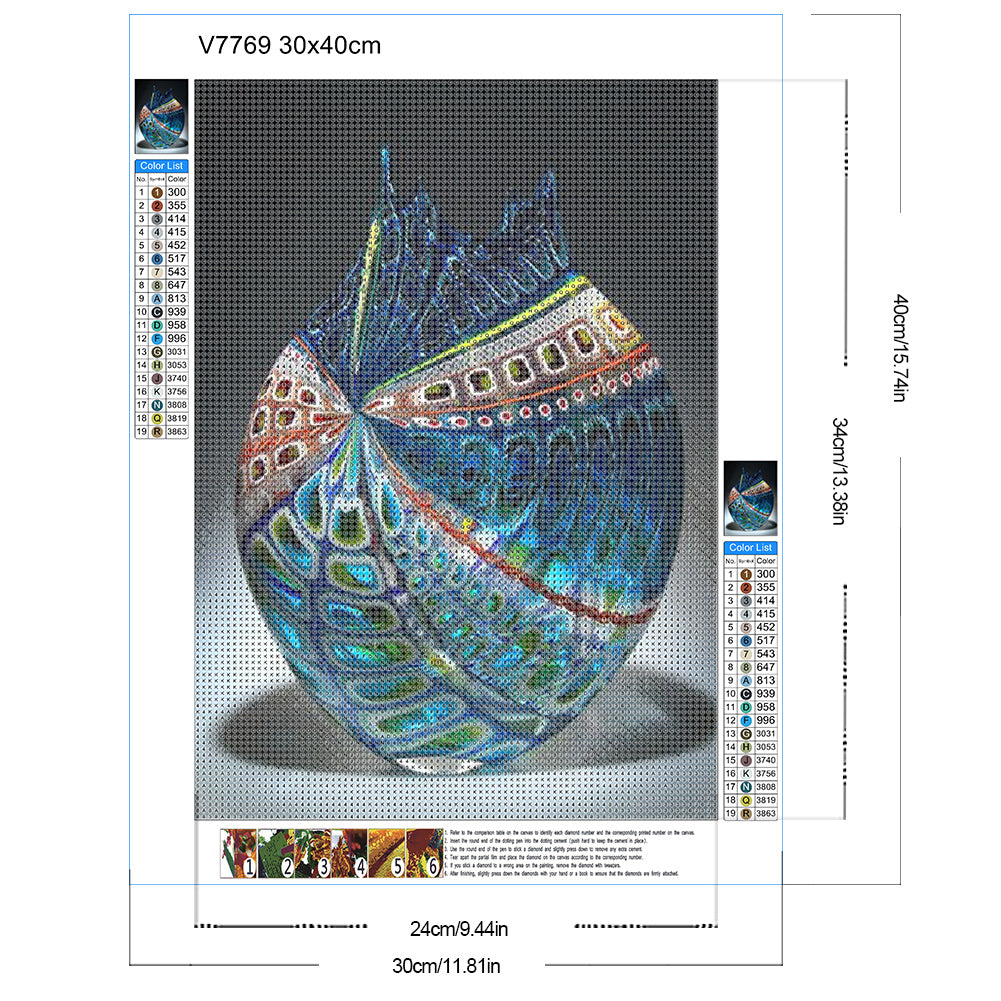 Spotted Vase - Full Round Drill Diamond Painting 30*40CM