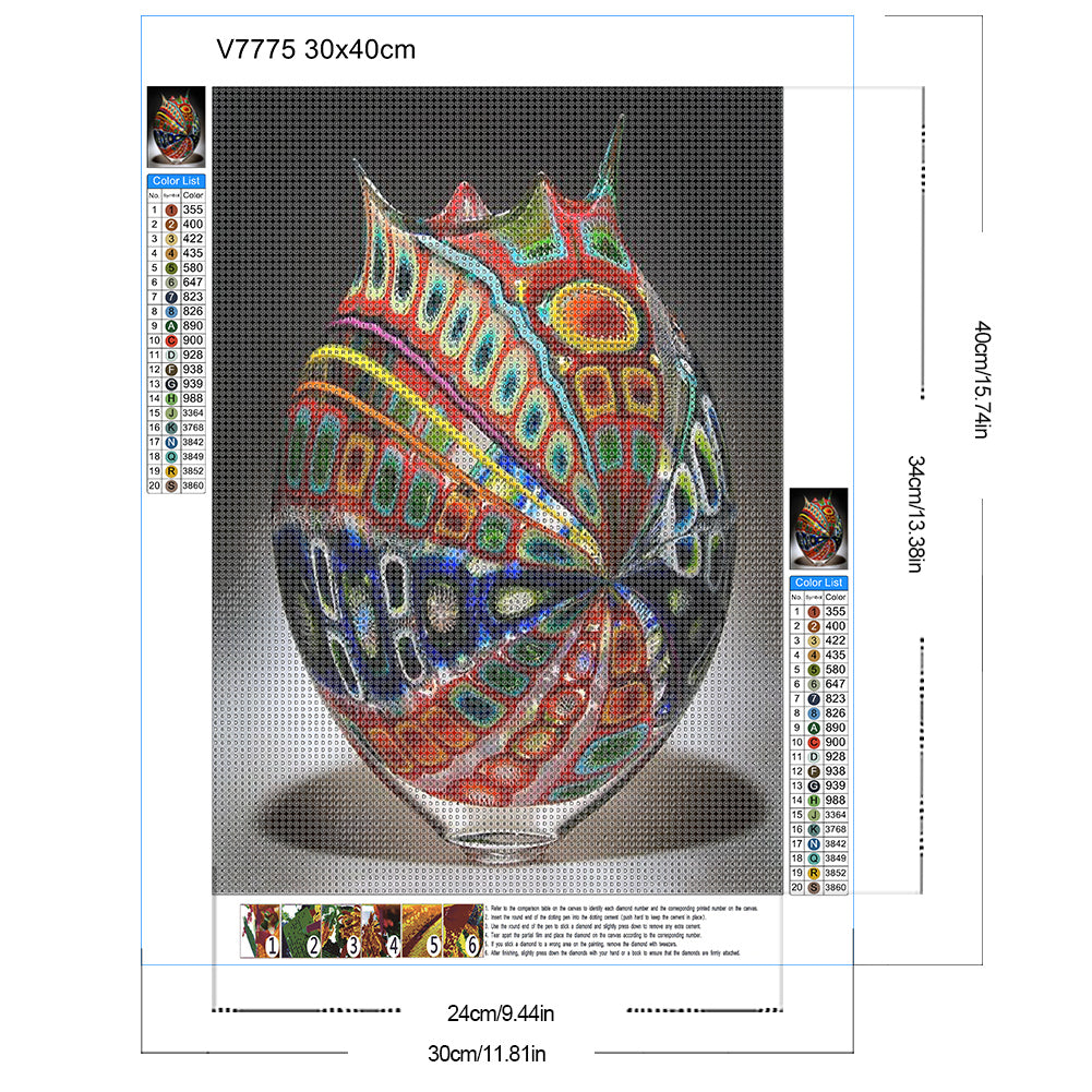 Red Spotted Vase - Full Round Drill Diamond Painting 30*40CM
