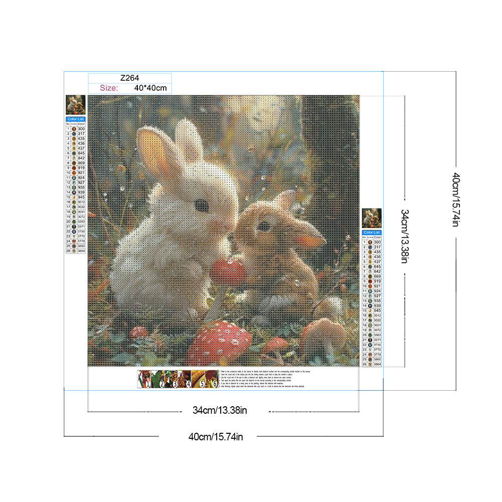 Rabbit - Full Round Drill Diamond Painting 40*40CM