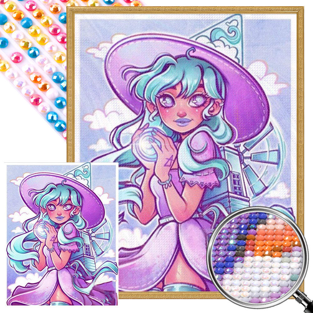 Cute Witch - Full AB Round Drill Diamond Painting 40*50CM