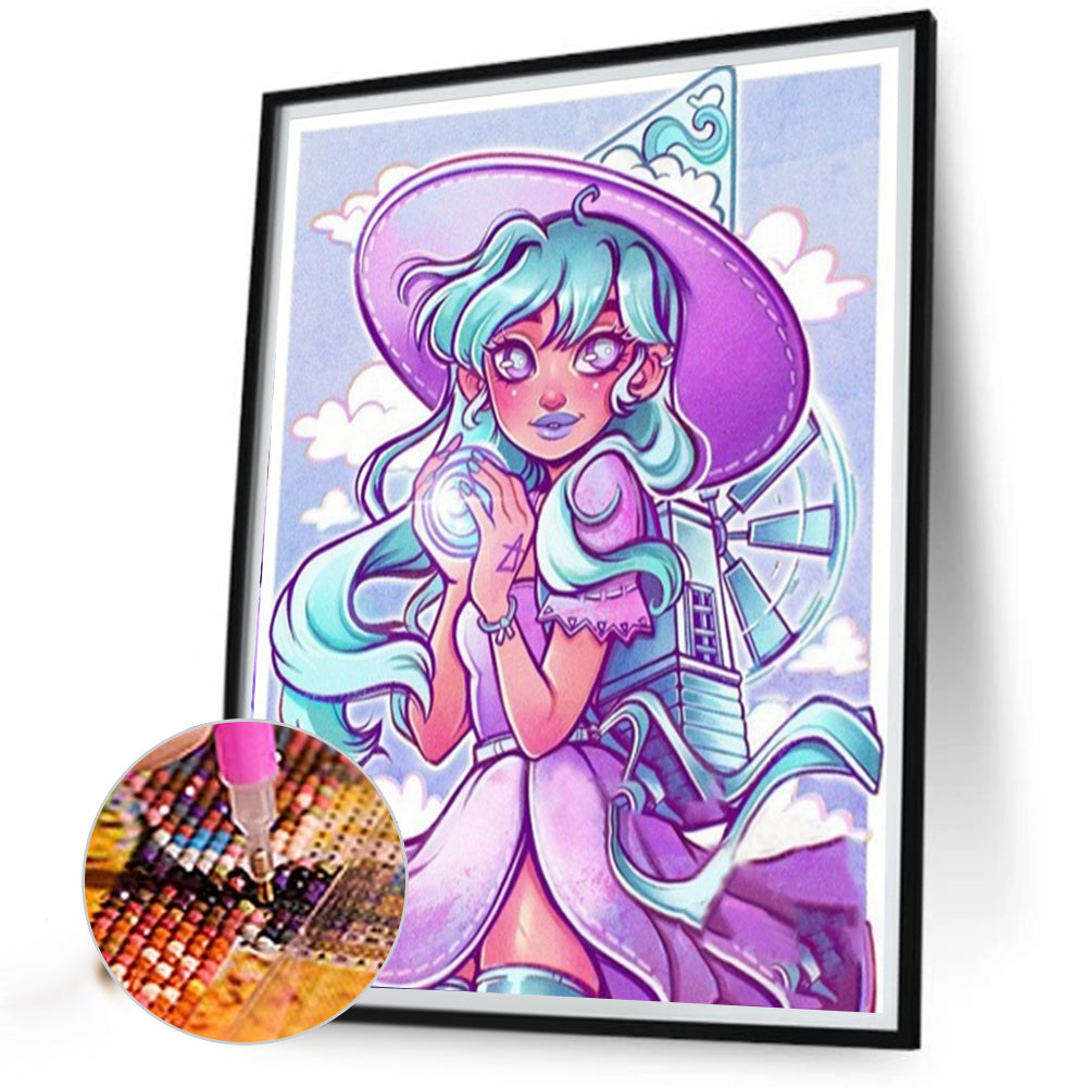 Cute Witch - Full AB Round Drill Diamond Painting 40*50CM