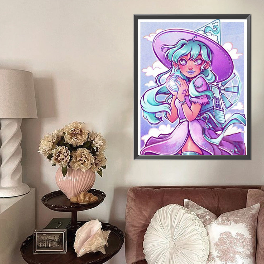 Cute Witch - Full AB Round Drill Diamond Painting 40*50CM