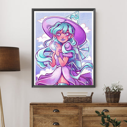 Cute Witch - Full AB Round Drill Diamond Painting 40*50CM