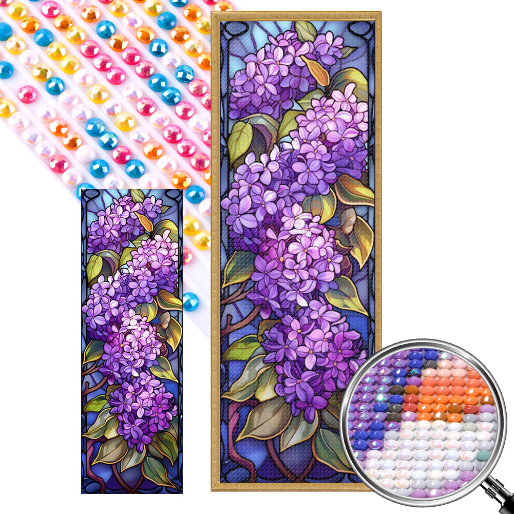 Purple Hydrangea Glass Painting - Full AB Round Drill Diamond Painting 30*90CM