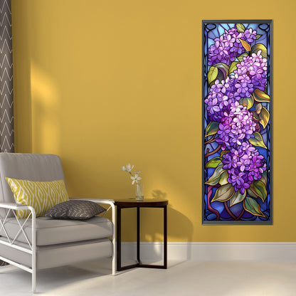 Purple Hydrangea Glass Painting - Full AB Round Drill Diamond Painting 30*90CM