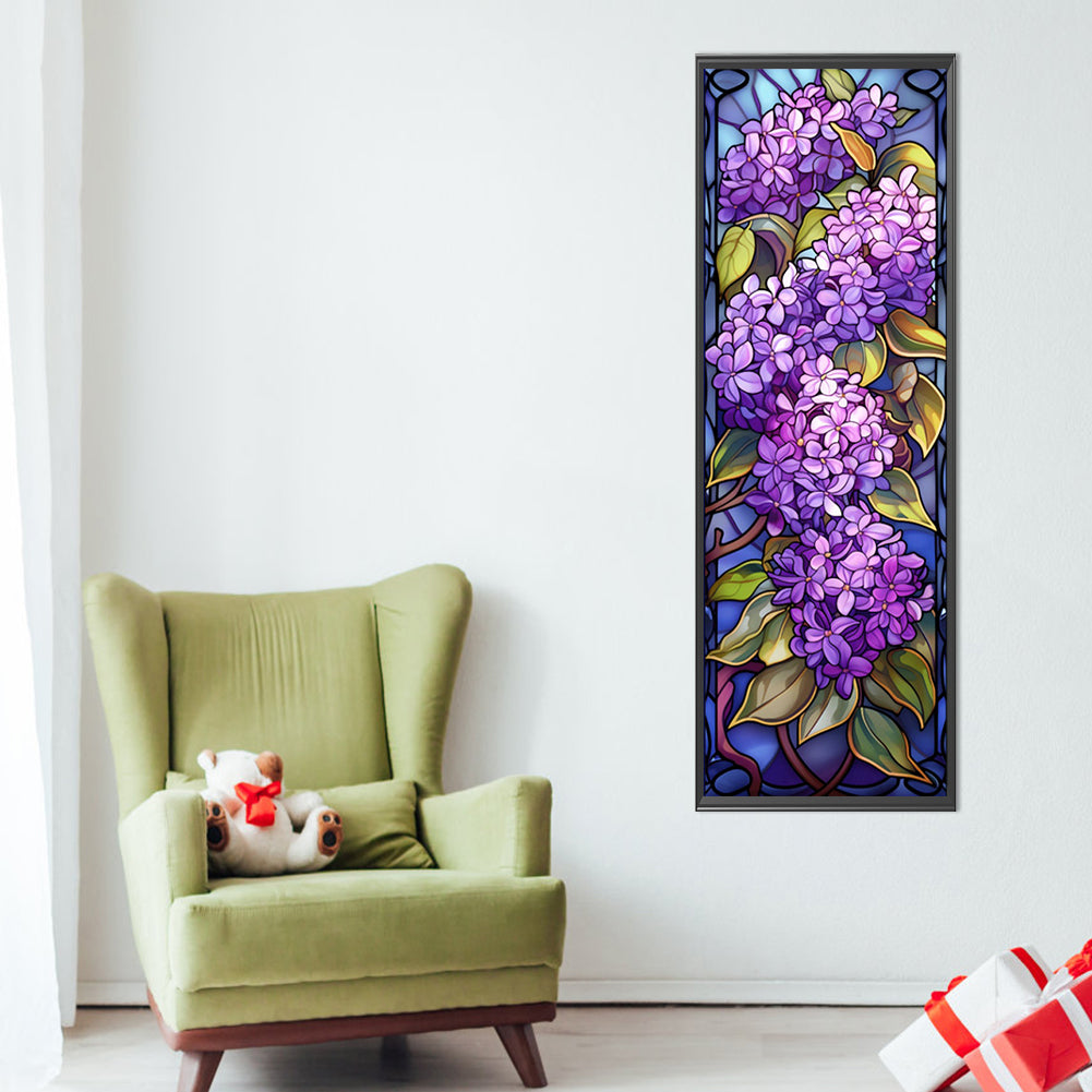 Purple Hydrangea Glass Painting - Full AB Round Drill Diamond Painting 30*90CM